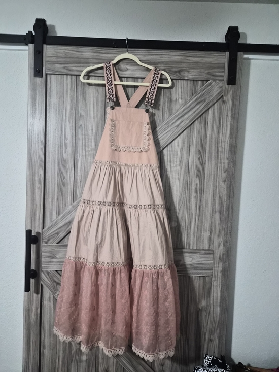 Listicle Dresses & Skirts - Listicle Pink Tiered Maxi Dress with Lace Trim